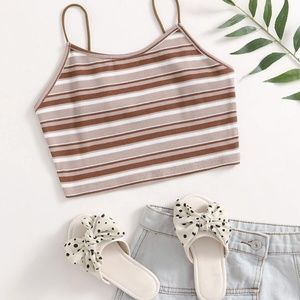 SHEIN Teen Girls Rib-knit Striped Cami Top